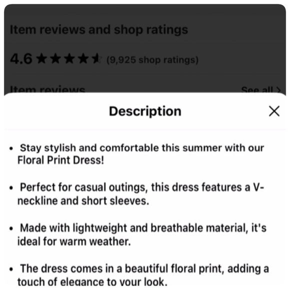 Floral print dress.  Casual V-neck short sleeve summer dress.  Machine Washable - Picture 4 of 7